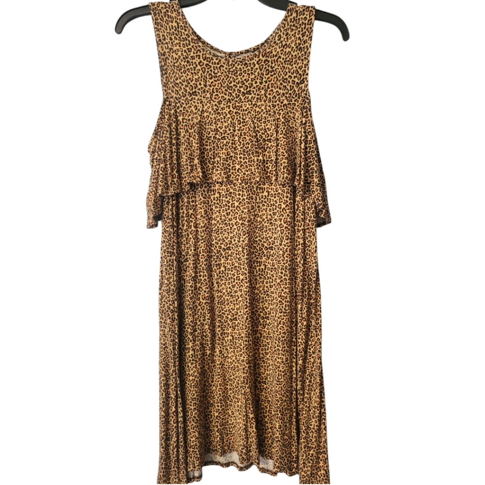 Agnes & Dora Leopard Print Cold Shoulder Dress/Tunic Size M
